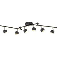JUST LIGHT . LED plafondspot Jarik, 6-lamps, zwart, 3.000 K dimbaar, zwart, Woon-/ Eetkamer, metaal, Modern, LED plafondlamp