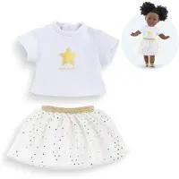 Corolle poppenkleding set topje en rok ivoor goud 36cm poppen.