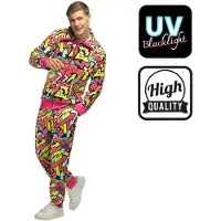 Boland - Trainingspak Street art dude UV (L) - Volwassenen - - 80s - 90s - foute party - grappig - retro trainingspak - neon