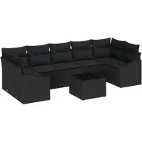 vidaXL Bankstel 8 st Zwart poly rattan
