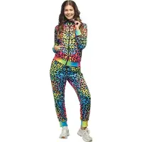 Boland - Trainingspak Leopard art babe UV (M) - Volwassenen - - 80s - 90s - foute party - grappig - retro trainingspak - neon