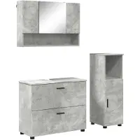 vidaXL Badkamermeubel Set met lade met plank 3 pcs Beton Grijs