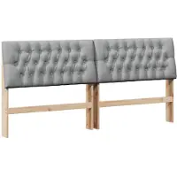 vidaXL Gestoffeerd hoofdbord Lichtgrijs 180 cm Massief grenenhout