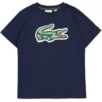 Lacoste Kids T-shirt donkerblauw Jongens Katoen Ronde hals Logo - maat 152
