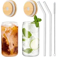 LONGZIMING 2 stuks Bubble Tea Glazen – 500ml – Met Deksel en Rietje– Cold Cups – Iced Coffee, Smoothie, Bier, Cocktail