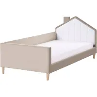 Beliani KERVAN - Eenpersoonsbed - Taupe/Wit - 90 x 200 cm - Fluweel