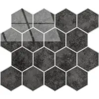 BES LED Zelfklevende Mozaïek Tegel - Afimera Antraciet Marble Hexagon - Antraciet - 29.2x25.4x3.3mm