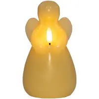 Anna's Collection Kerst thema LED kaars engel - ivoor - 14 x 8 cm - met timer - op batterijen - kerst - kerstkaarsen