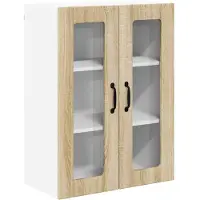 vidaXL Wandglas Kasten LUCCA Sonoma Eiken 60 x 31 x 80 cm Bewerkt hout