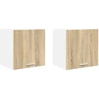 vidaXL Hangkast 2 st Sonoma Eik en Wit Bewerkt hout