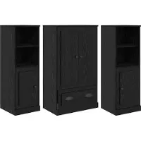 vidaXL Highboard 3 st Zwart Eiken 132 x 35,5 x 103,5 cm Bewerkt hout