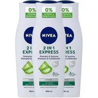 Nivea 2 in 1 Express Shampoo & Conditioner – Met Aloë Vera Extract – 3 x 400 ml