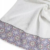 Eurofirany Elegante Witte Badhanddoek 50x90 cm met Ornament - Sonia Collectie