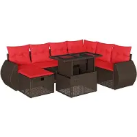 vidaXL 8-delige tuinbankset met kussens, bruin polyrotan