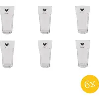 Clayre & Eef Waterglas set van 6 stuks 320 ml Glas Hart Love Drinkbeker