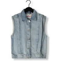 Vingino gilet Taira light vintage Blauw Meisjes Denim Klassieke kraag Effen - maat 176