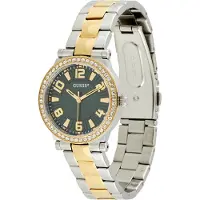 GUESS Analoog horloge 'Fawn' goud / donkergroen / zilver