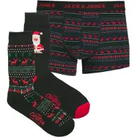Jack & Jones Boxershorts 'JACXMAS REINDEER' smaragd / rood / zwart / wit