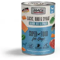 Macs Hondenvoer Natvoer Blik - 96,9% Zalm & Spinazie- 6 x 400g