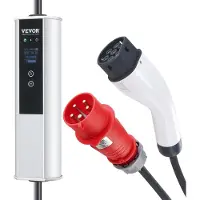 Vevor Type2 EV-laadkabel voor elektrisch voertuig 32A-lader met CEE 32-stekker wallbox 7,36kW (enkelfasig)/22kW (driefasig) 7,5m laadkabel EV-laadstation 4 stroomaanpassingsniveaus (16A/20A/24A/32A)