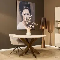 Starfurn Eettafel Madison - Rond Zandkleur Hout - 130x130x76cm