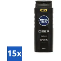Nivea 15 x MEN - Douchegel - Deep Clean 3-in-1 - 500 ml - Voordeelverpakking - 15 stuks