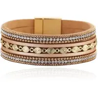 Deja Jewels DEJA Statement Armband goudkleurig met ovale schakels in lichtbruin