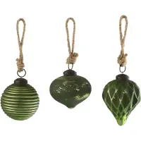 J-Line kerstbal Geoxideerd - glas - groen - small - 3 stuks