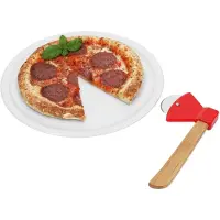 MamboCat Geschenkpakket met 2 delen: 1x pizzasnijder bijl & 1x BIANCO pizzaschotel wit 30,5 cm - 162067 & 48709