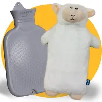 Pasper XXL kruik met hoes 3.5 liter - naadloos ontwerp - warmwaterkruik - 8 uur warmte - schaap - kruikzak