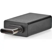Nedis USB-C Adapter - USB 3.2 Gen 1 - USB-C Male - USB-A Female - 5 Gbps - OTG - Rond - Vernikkeld - Zwart - Doos