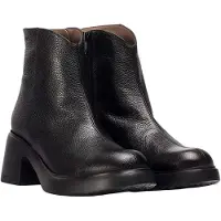 Wonders Dames Flytres 25 zwarte lederen enkellaarsjes (36), Leer, 3 tot 5 cm, Ritssluiting, Casual E-7125