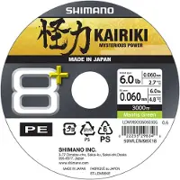 Shimano Kairiki 8+, 3000 meter, 0,1 mm, 6,5 kg / 14,33 lbs, groen, gevlochten lijn, 8-draads