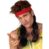 Boland - Hoofdband Wesley met haar rood Rood - Golvend - Lang - Mannen - Aso - 80's & 90's - Disco