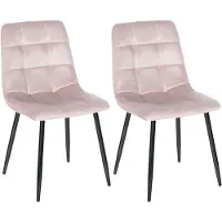 CLP Tilde Set van 2 eetkamerstoelen - Zonder armleuning - Industrieel - Fluweel/roze