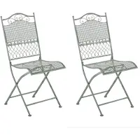 CLP Kiran Set van 2 tuinstoelen - Opvouwbaar - Metalen stoel - Art nouveau - antiek/groen