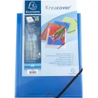 Exacompta Kreacover elastomap met 3 kleppen - ondoorschijnende PP 5/10de- A4 - Blauw - 55182E