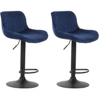 CLP Lentini Set van 2 barkrukken - Fluweel - blauw zwart