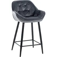CLP Barkruk Gibson - fluweel, metalen poten, zwart - Donkergrijs