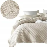 MOLLY sprei 200x220cm Kremova met Volant - Gewatteerd Dekoratieve Dekking