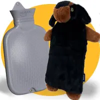 Pasper XXL kruik met hoes 3.5 liter - naadloos ontwerp - warmwaterkruik - 8 uur warmte - hond teckel - kruikzak
