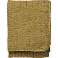 Madam Stoltz - Doorgestikte Katoenen Plaid - Mosterdgoud - 130x180 cm