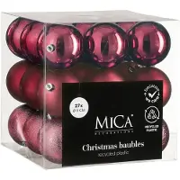 Mica Decorations Kerstballen Set - 27 Stuks - Ø8 cm - Onbreekbaar - Fuchsia