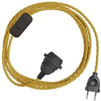Creative Cables Snakebis Twisted E27 Lampenkap-kabelsets Met Lamphouder. Stoffen Gevlochten Kabel En Stekker Met Twee Pinnen 3 M