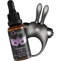 Orgie Orgasmic Bunny - vibrerend peniskring-set (zwart)