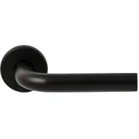 Hardbrass Deurkruk Oslo op rond rozet 4mm dun - zwart