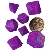 Q-workshop The Witcher Dice Set Dandelion The Conqueror Of Hearts Board Game 7 Units Paars