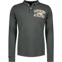 Superdry Heren Vintage Athletic grijs poloshirt (S), Casual, Katoen, Lange mouwen M1110435A