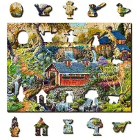 Wooden City Houten Puzzel 200 Stukjes - Dorpsgezichten met Figuren