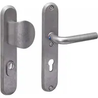 Intersteel SKG3 veiligheidsbeslag voordeur ovaal 250x50mm greep/kruk Luzern PC72 kerntrekbeveiliging - PVD RVS getrommeld